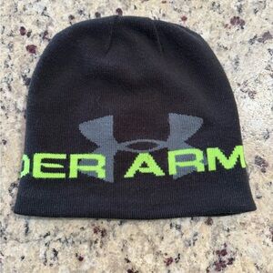 Under Armour Men's Black Beanie with Neon Green Logo